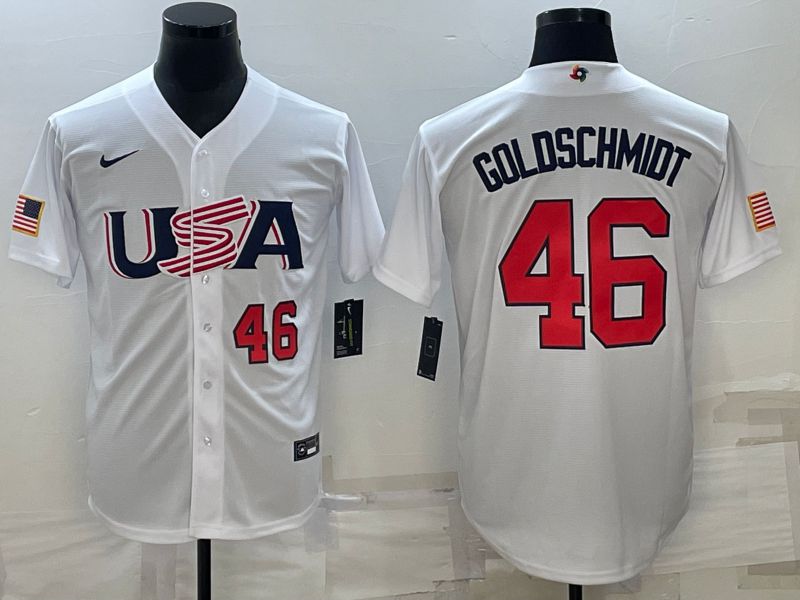 Men 2023 World Cub USA #46 Goldschmidt White Nike MLB Jersey4